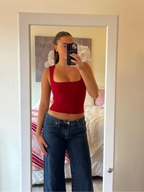 Princess Polly Deep Red Square Neck Tank